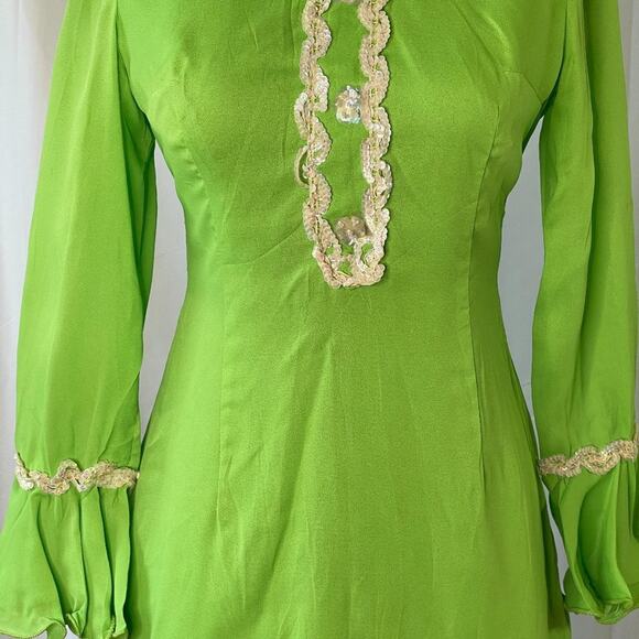 Vintage 1960s Neon Green Mini Dress with Sequins - Mod Retro - S - Picture 15 of 16